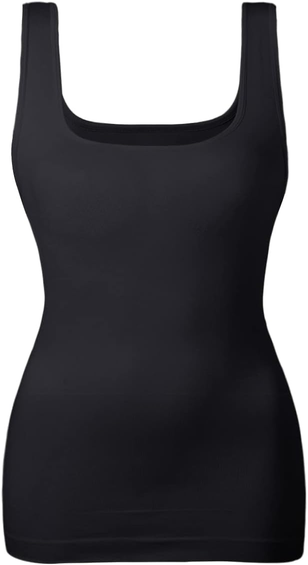 EUYZOU Women's Tummy Control Shapewear Tank Tops Seamless Square Neck Compression Tops Slimming