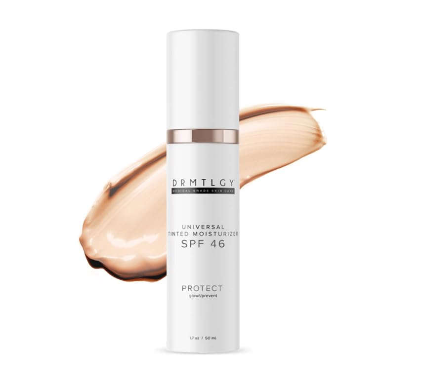 DRMTLGY Anti-Aging Tinted Moisturizer with SPF 46. Universal Tint. All-In-One Light Coverage Dewy