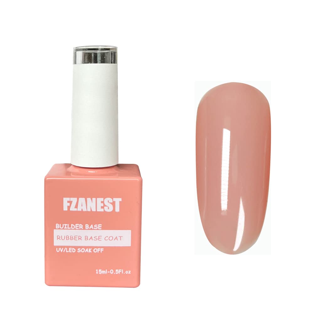 FZANEST Nude Rubber Nail Base Gel Polish, Builder Bottle Nail Strengthener Self-level Extension