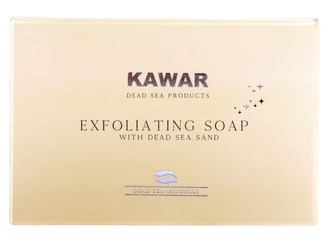 KAWAR Dead Sea Exfoliating Soap with Dead Sea Sand - Salicylic Acid, Magnesium Chloride, Shea