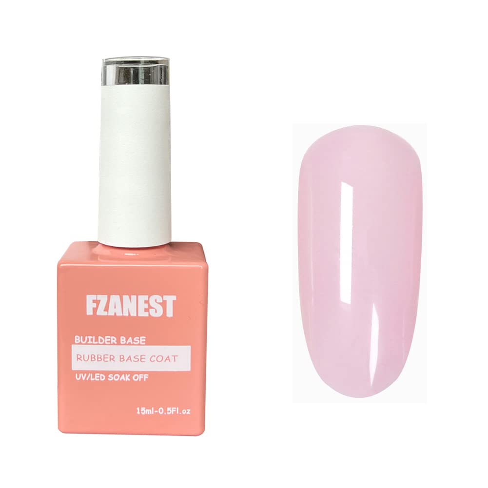 FZANEST Milky Pink Gel Nail Polish, Builder Rubber Base Gel for Nails Strengthener Extension
