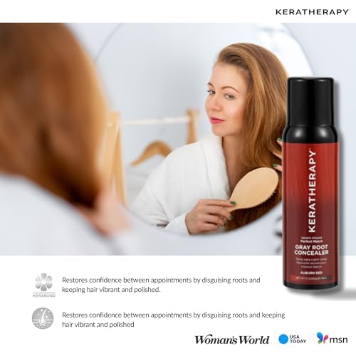 Keratherapy Keratin Infused Perfect Match Gray Root Concealer Spray, Auburn Red, 3 oz, 118 ml