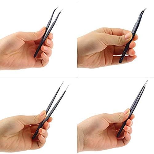 Eyelash Tweezers - FEITA Precision Eyelash Extension Tweezers Set - Professional Straight & Curved