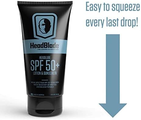 HeadBlade HeadLube SPF 50 Men's Lotion and Sunscreen - No Greasiness, Sweat Resistant, Formulated