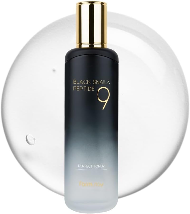 Farmstay Black Snail & Peptide 9 Perfect Toner, Snail Mucin Toner for Elastic & Glow Skin
