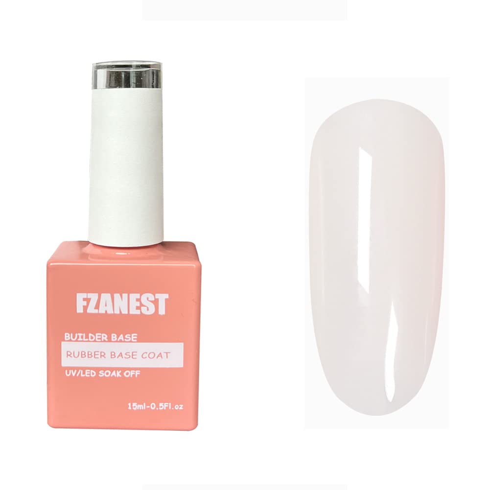 FZANEST Rubber Base Gel For Nails Builder Nail Sheer Jelly Cream White Color Elastic Rubber Base