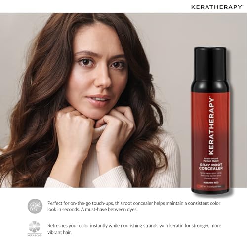 Keratherapy Keratin Infused Perfect Match Gray Root Concealer Spray, Auburn Red, 3 oz, 118 ml