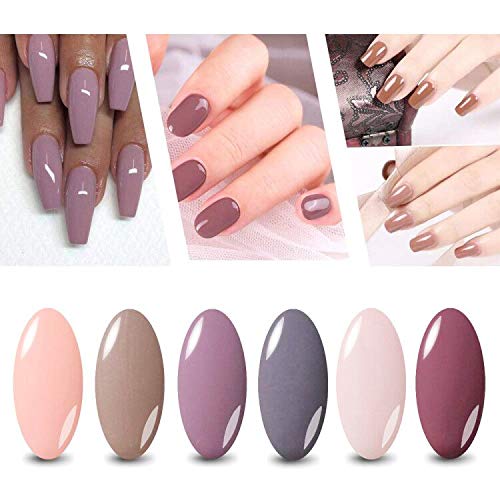 Gel Nail Polish Starter Kit - 6 Colors Gel Polish Set Base Top Coat, 36W LED UV Nail Lamp with Full
