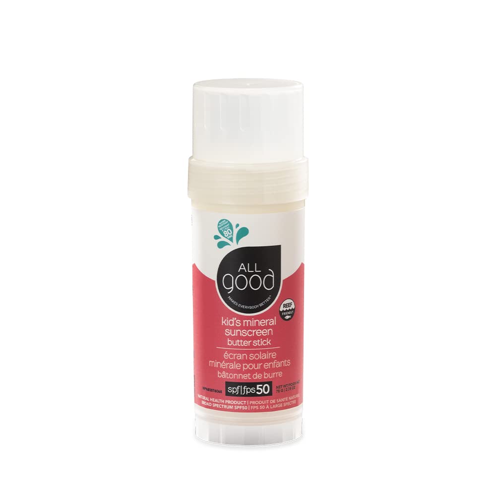 All Good Baby & Kids Mineral Sunscreen Butter Stick for Face, Nose, Ears - UVA/UVB Broad Spectrum