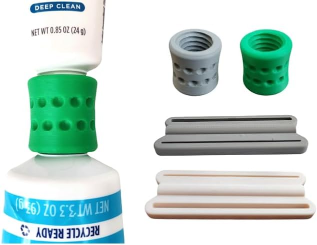 Travel-Size Toothpaste Refill Adapters & Squeezer Combo, 4PCS/Pack, Compatible with Colgate & Crest