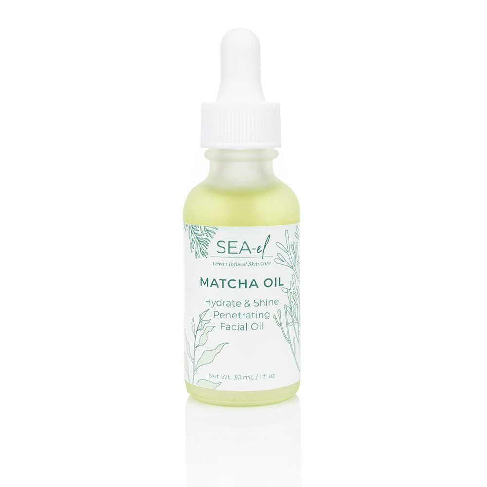 Sea-El Matcha Face Oil Skincare - Hydrating Glow Green Tea & Sea Kelp Facial Oil Blend - Calming &