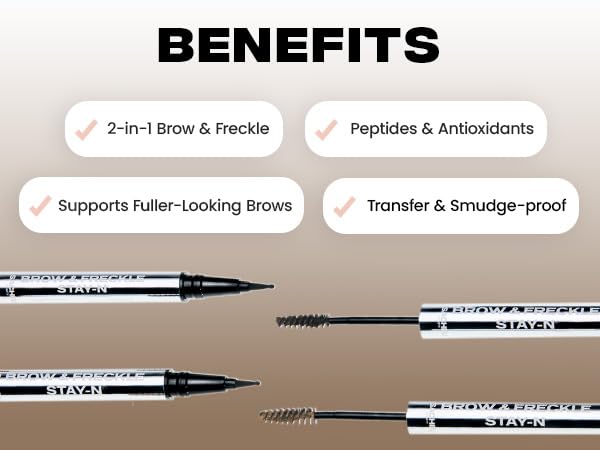 Sacheu Brow & Freckle STAY-N Tinted Eyebrow Gel & Faux Freckle Pen — 2-in-1 Longwear Water