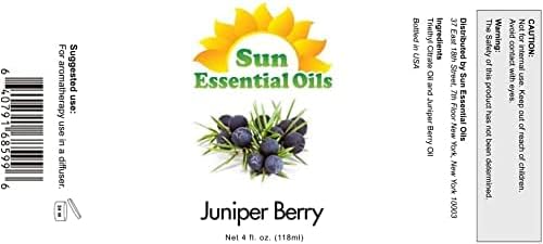 Sun Essential Oils 4oz Juniper Berry Essential Oil – Aromatherapy Oil for Candle Use (4 Fluid