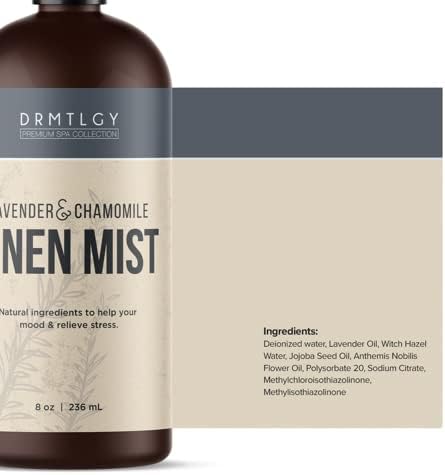 DRMTLGY Natural Lavender Linen Mist and Room Spray. Pure Lavender Essential Oil and Chamomile