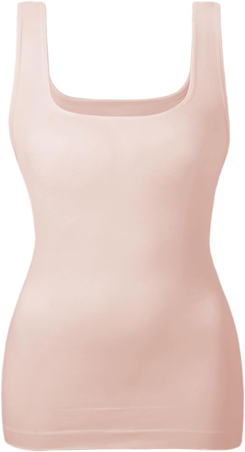 EUYZOU Women's Tummy Control Shapewear Tank Tops Seamless Square Neck Compression Tops Slimming