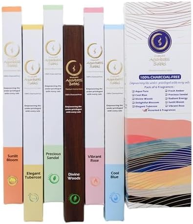 Incense Sticks Agarbatti Sabki - Pack of 6-120 Sticks, Relaxation Spiritual Healing Stress Relief