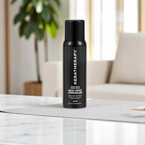 Keratherapy Keratin Infused Perfect Match Gray Root Concealer Spray, Black, 3 oz, 118 ml - Root