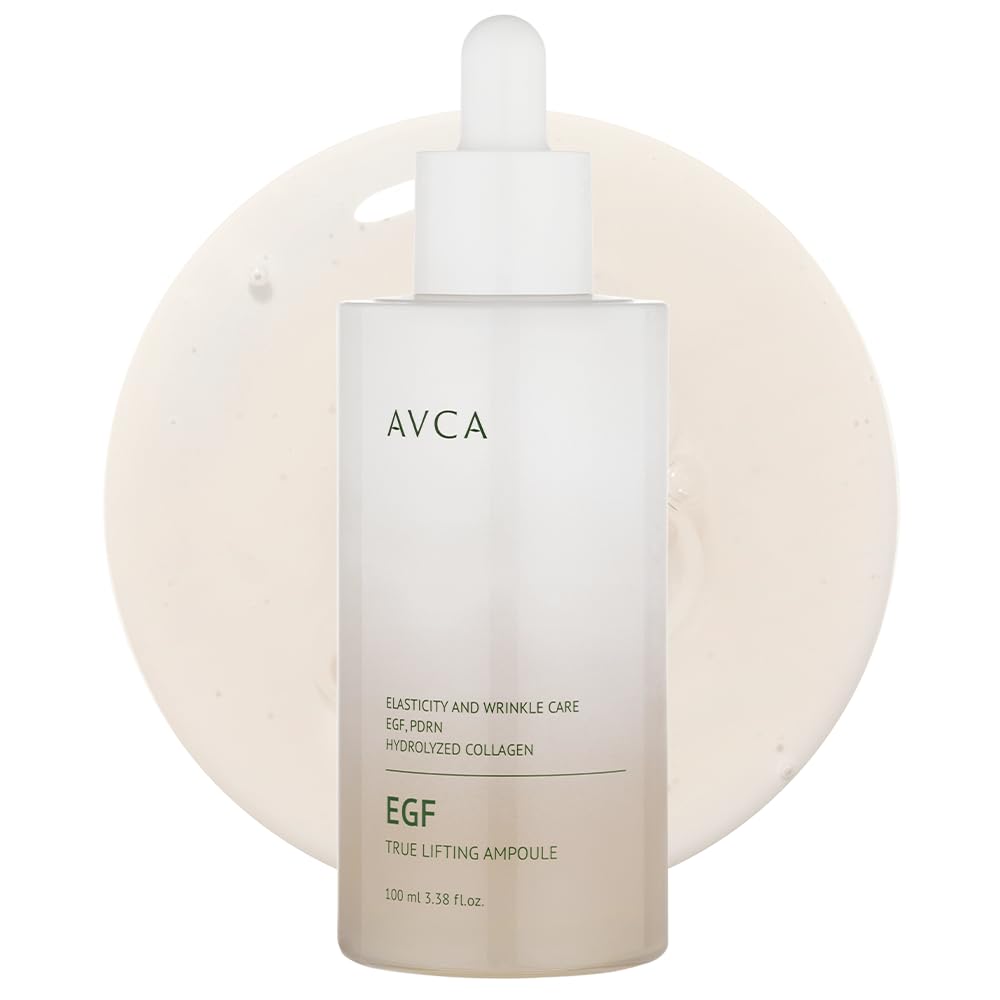AVCA EGF & PDRN Firming Serum 3.38oz - Korean Skin care, with Peptides for Smooth and Supple Skin