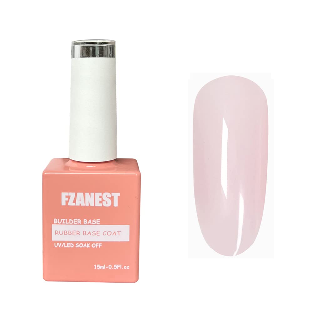 FZANEST Natural Nude Builder Gel For Nails, 15ml Rubber Builder Base Jelly Color Gel Polish Rubber