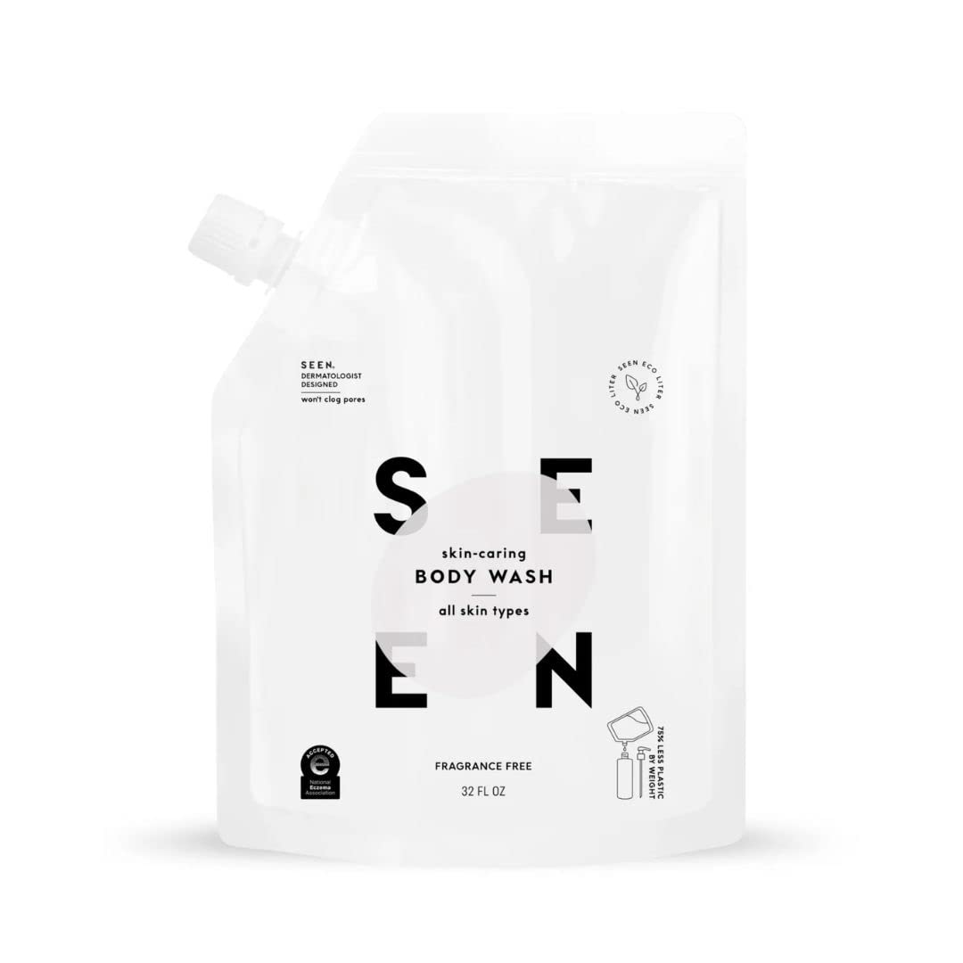 SEEN Body Wash Eco-Refill, Fragrance Free - Non-Comedogenic & Non-Irritating Body Wash