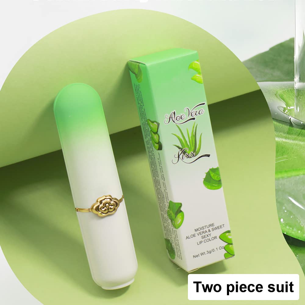evpct 2Pcs Aloe Vera Tinted Lip Balms PH Lip Color Changing Lipstick Balm Stain Gift Set Queen for