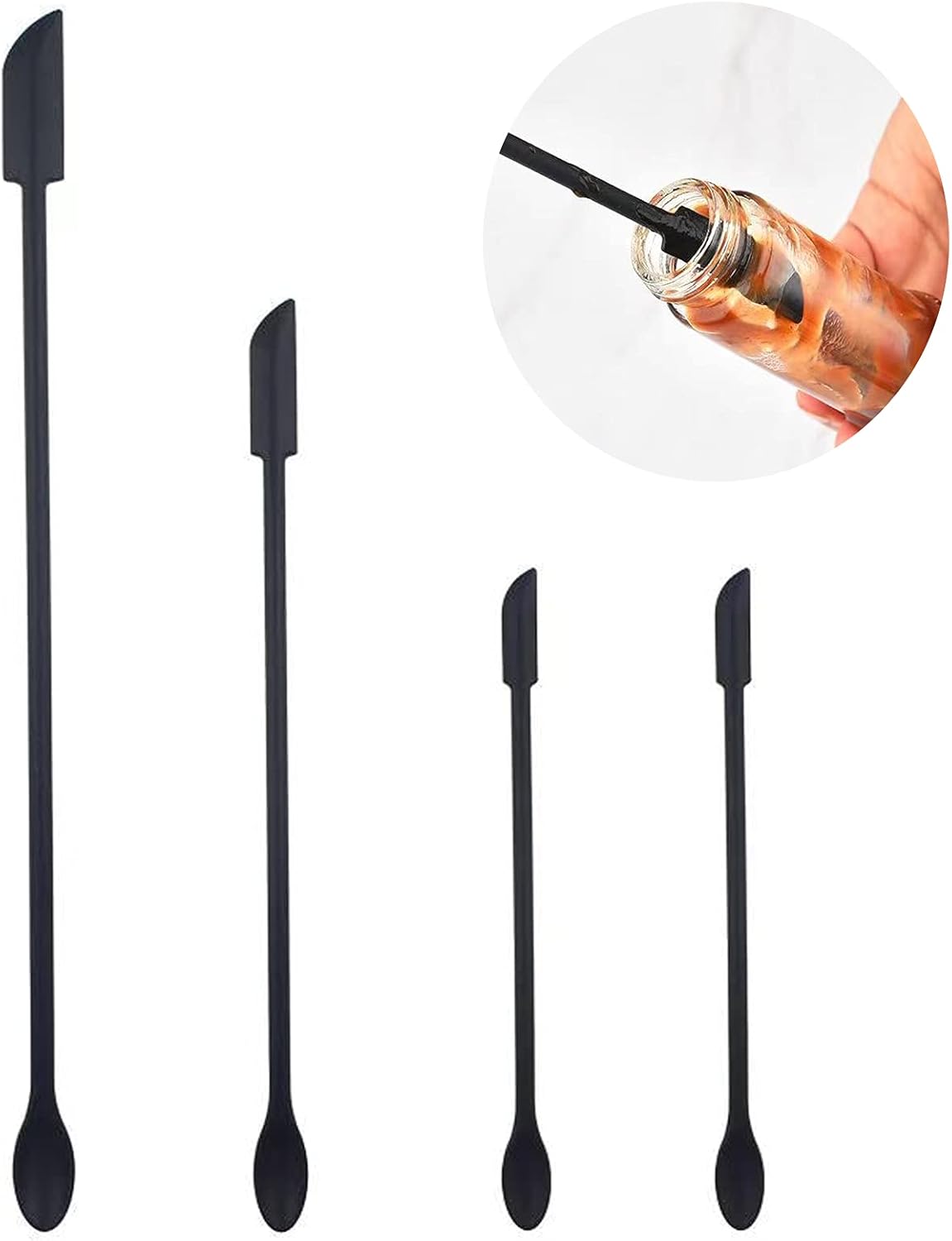 4 Pieces Mini Silicone Spatula Set, Small Rubber Spatula for Makeup, Thin Jar Scraper for