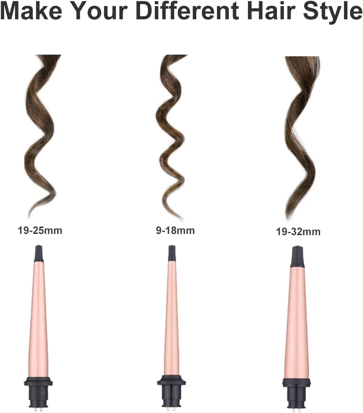 Curling Iron Wand Set, Curling Wand 3 in 1 Hair Curling Wands Interchangeable Ceramic 0.35-1.25inch
