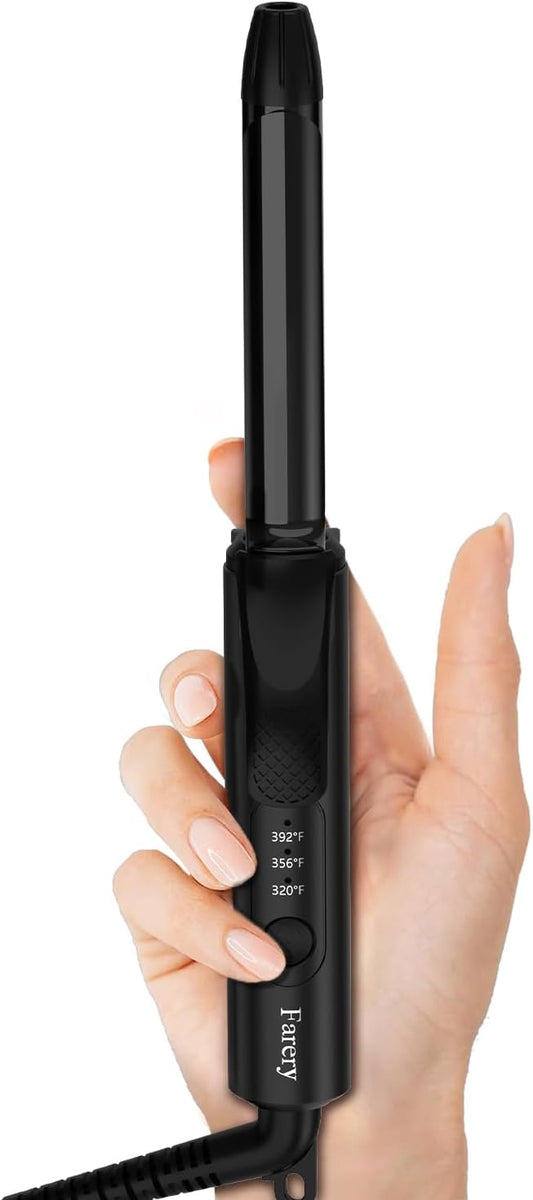 1/2 Inch Ceramic Mini Hair Curler with 3 Adjustable Temp, Dual Voltage, Travel Curling Iron for