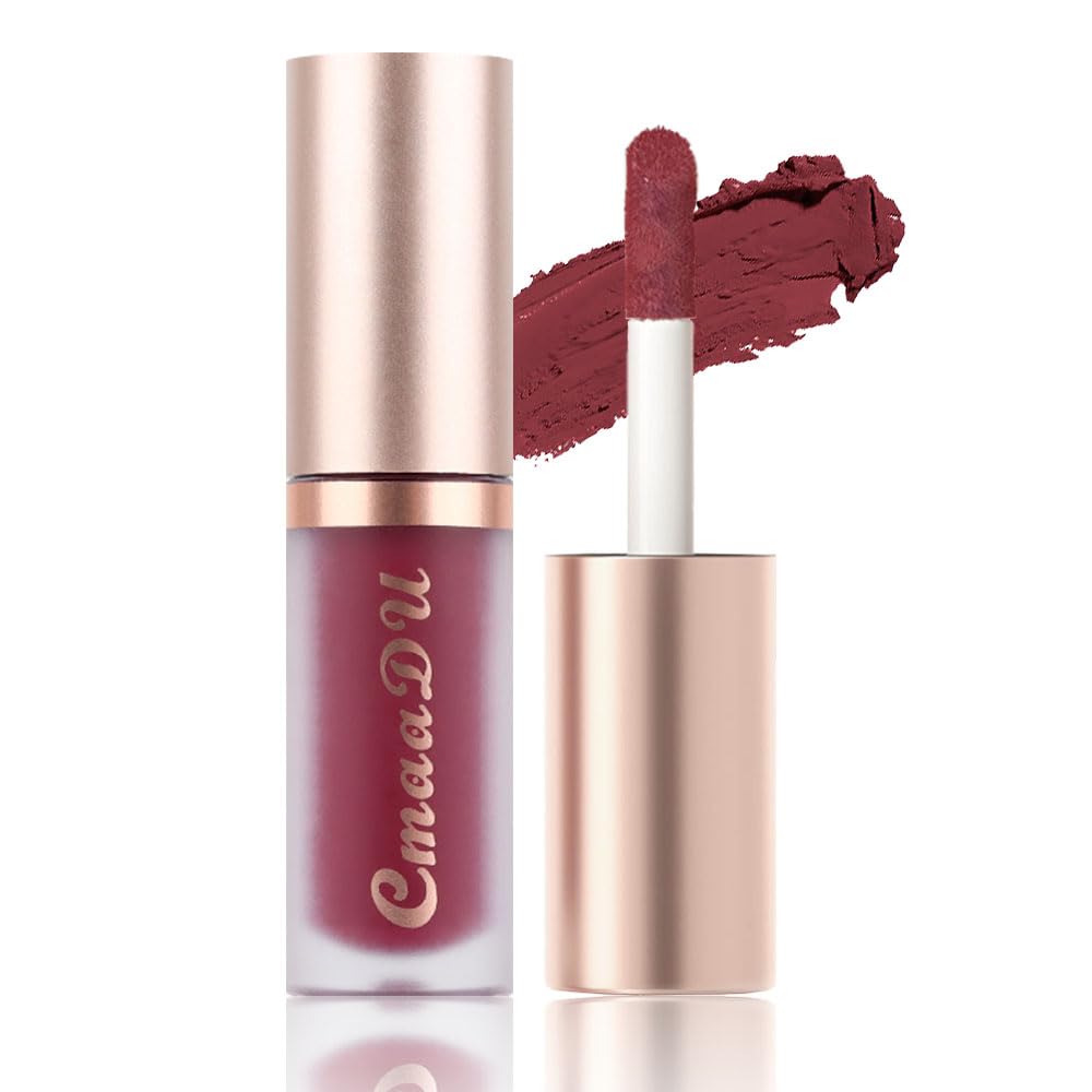evpct 6Pcs Maroon Red Silky Velvet Matte Liquid Lipstick Lip Gloss Set for Women Long Lasting 24