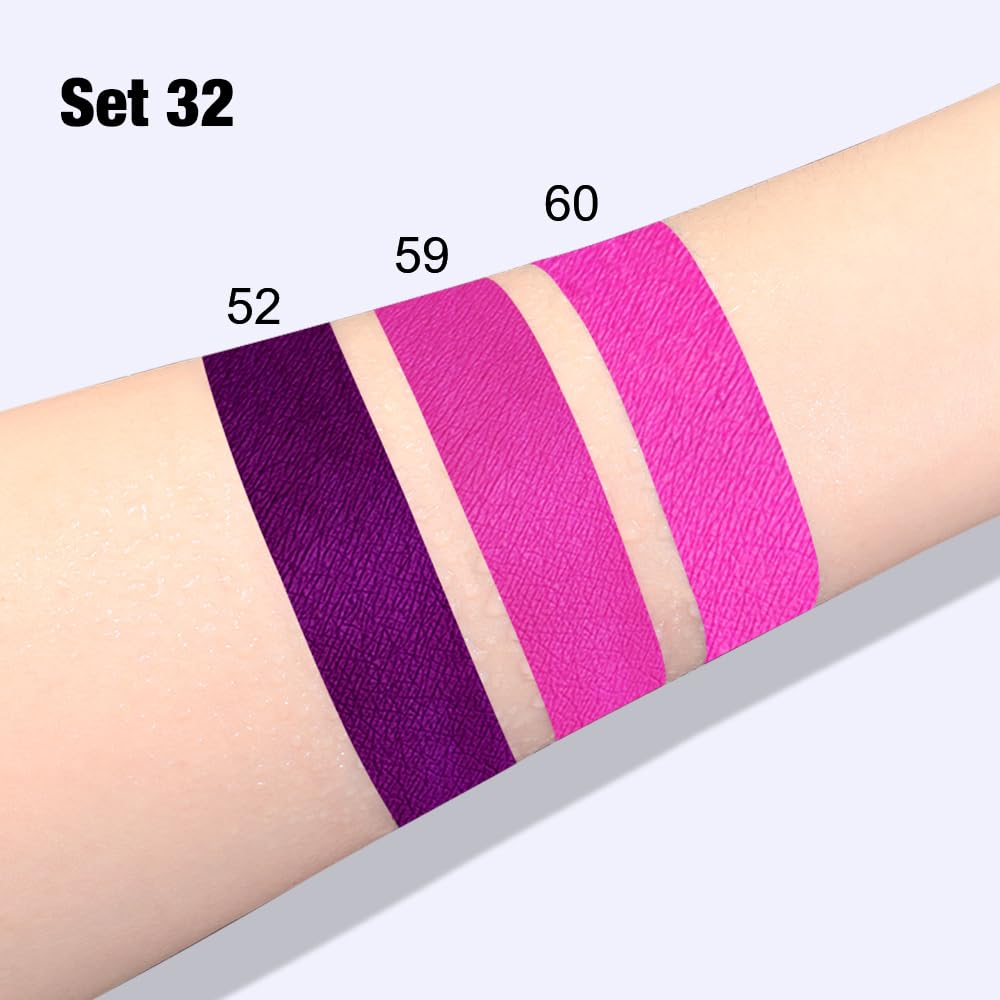 evpct 3Pcs Purple Hot Pink Fuchsia Red Matte Liquid Lipstick Lip Stain Sets for Women, Matte