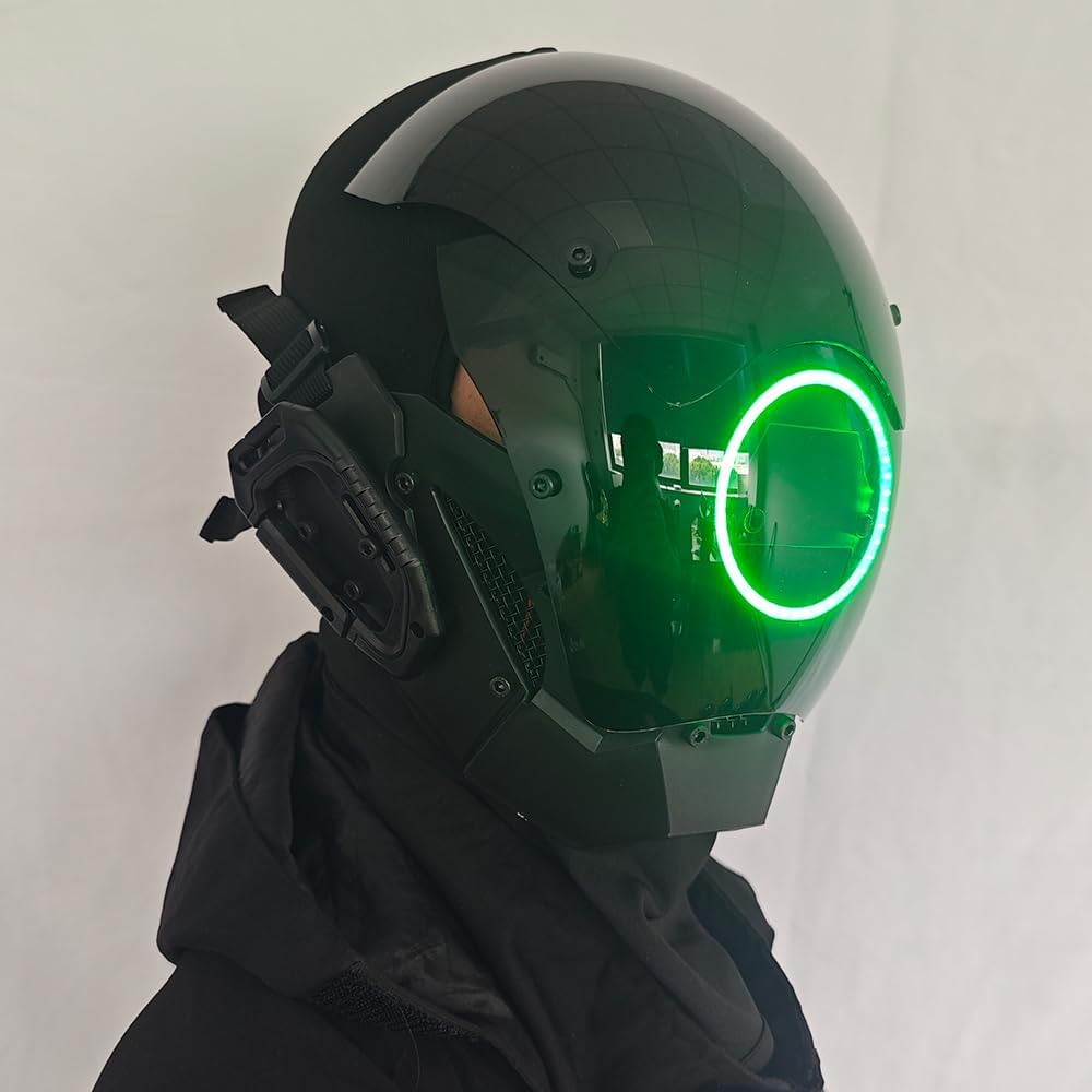 KYEDAY Punk Mask Cosplay for Men, LED Round Light Mask for Women Cosplay Halloween Fit Party Music