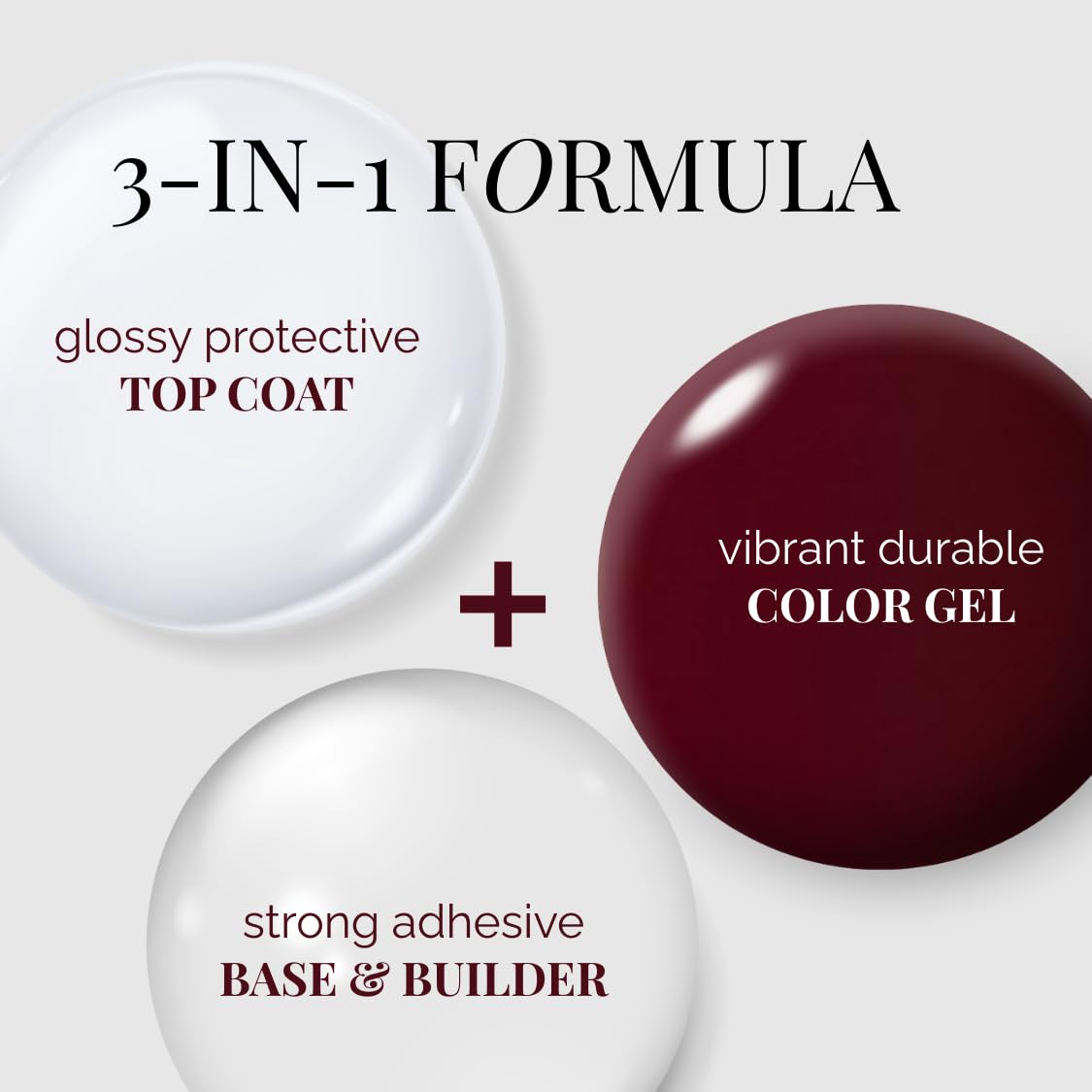 NAILOG One Step Dark Red Gel Nail Polish 12ml Top Coat Color Gel Base 3-In-1 Formula Soak Off UV
