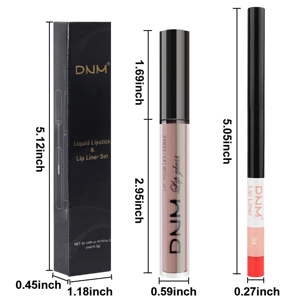 evpct 2Pcs Mauve Nude Neutral Color Lip Liner and Matte Lipstick Makeup Sets Vegan Lipstick Lip