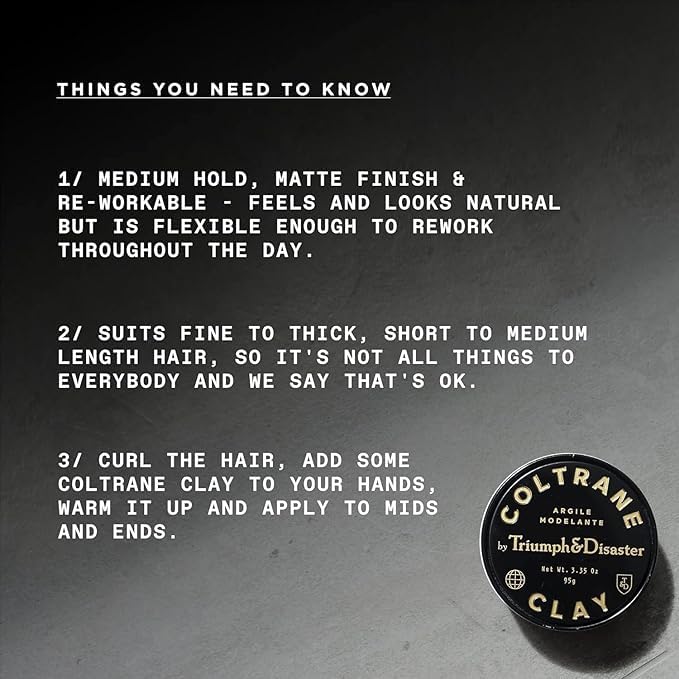 TRIUMPH & DISASTER Coltrane Hair Clay Pomade – Medium Hold, Matte Finish Styling Paste for Men and