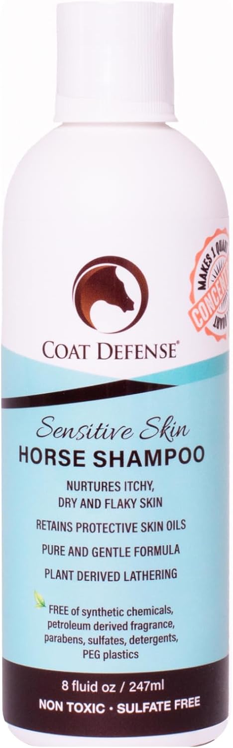 COAT DEFENSE Sensitive Skin Shampoo for Horses | All-Natural & Made in USA | Hypoallergenic Aloe
