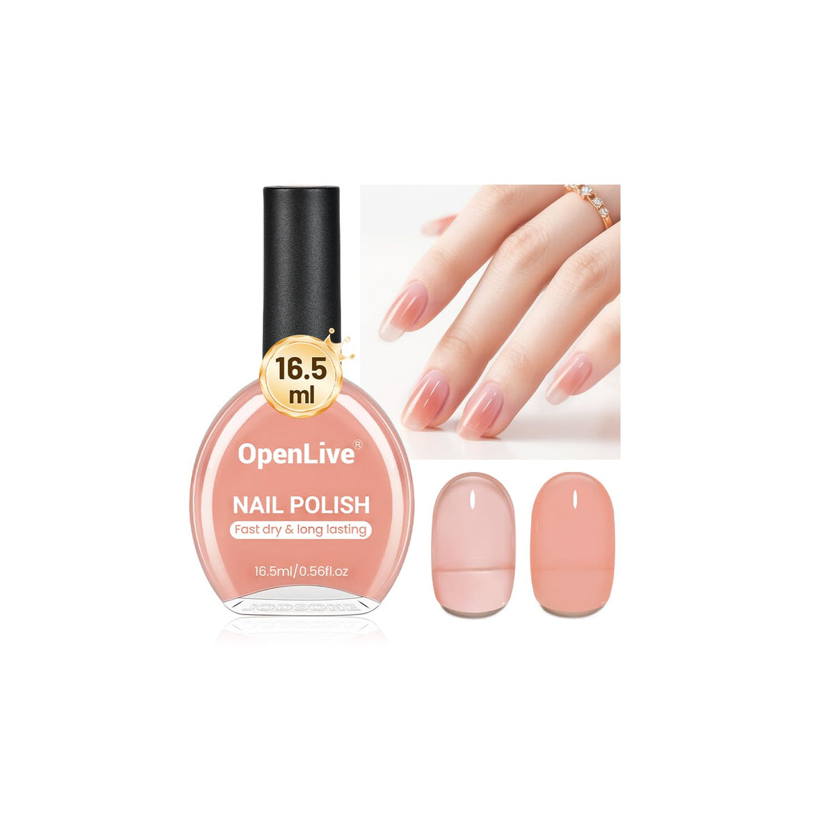 16.5ml Jelly Nude Pink Nail Polish Large Volume Quick Dry Nail Polish, Long Lasting Shine