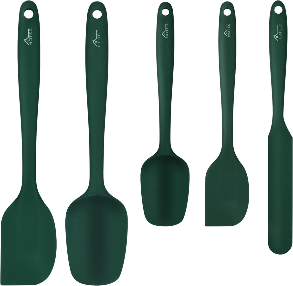 HOTEC 600℉ Heat Resistant BPA-Free Silicone Rubber Spatula Set,Kitchen Cooking Spatulas, Baking