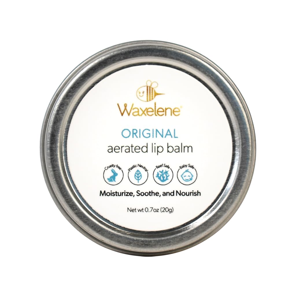 Waxelene Original Aerated Lip Balm Tin, Best Lip Balm Ever Organic Calming Multipurpose Ointment