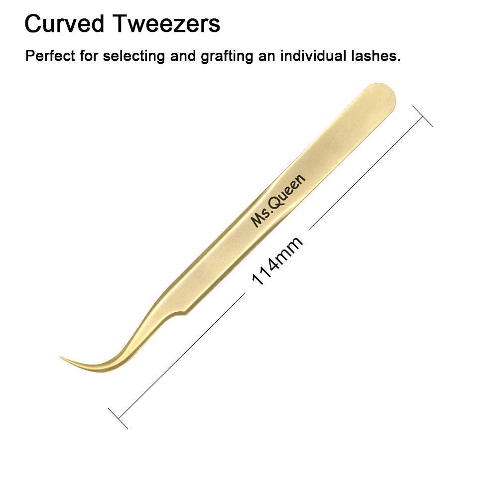 Ms.Queen Eyelash Extension Tweezers Set-Precision Tweezers for 2D-6D Volume&Individual False Lashes