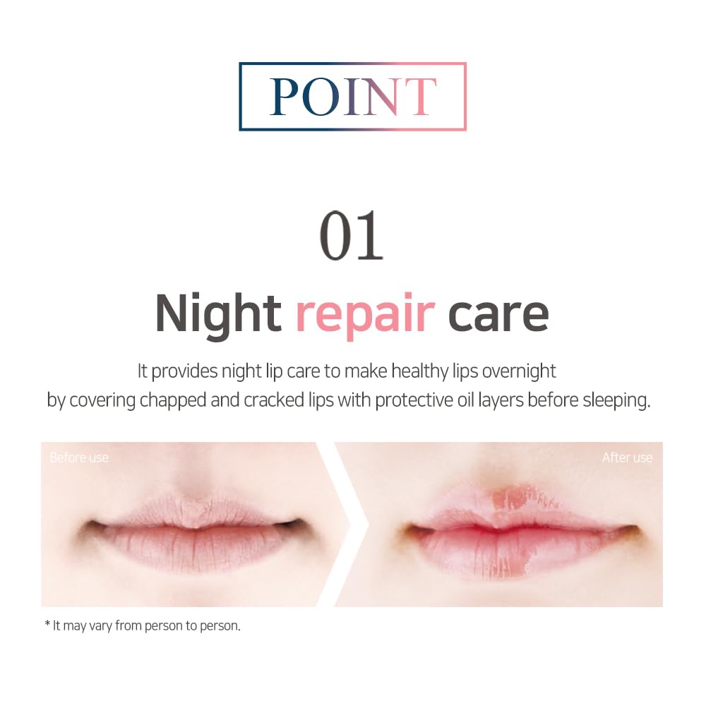PETITFEE Sleeping Lip Mask Camelia Seed Oil 0.53 Oz. | Day & Night Repairing Balm, Overnight Lip