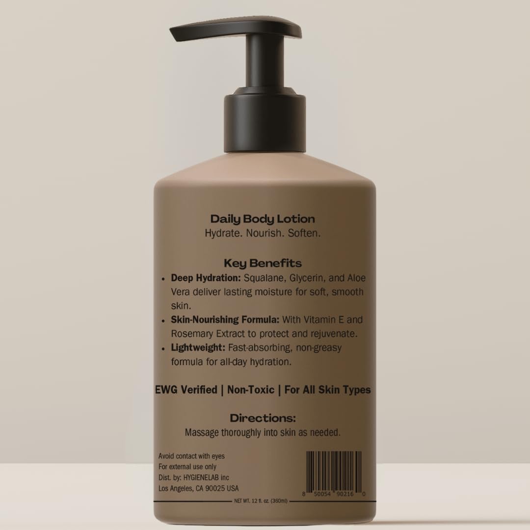 Body Lotion for Men – EWG Verified, Ultra Hydrating, Non-Toxic, Fast-Absorbing, Fragrance-Free