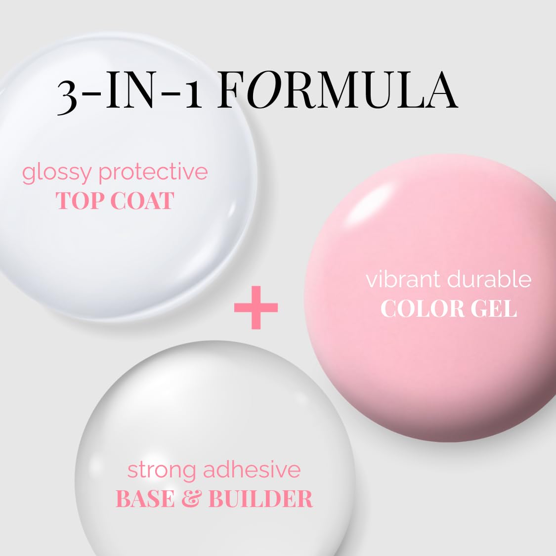 NAILOG One Step Pink Gel Nail Polish 12ml Top Coat Color Gel Base 3-In-1 Formula Soak Off UV Gel