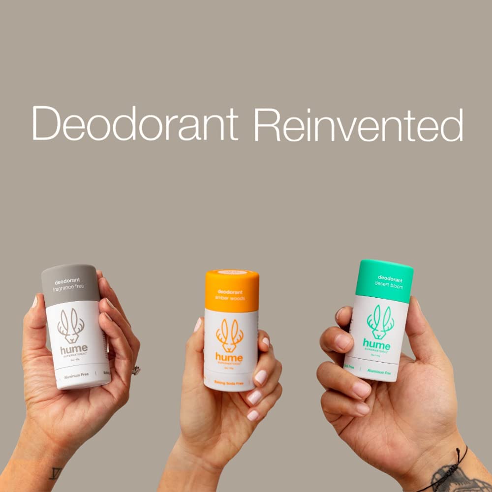 Hume Supernatural Aluminum Free Deodorant for Women & Men - Safe for Sensitive Skin - Probiotic