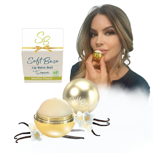 SoftBeso Lip Balm Gold-Vanilla Flavor - Moisturizing Lip Balm Ball for Beautiful, Soft Lips - For