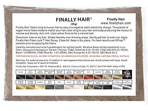 Hair Building Fibers 25 gram (ammonium chloride free) Refill Bag by Finally Hair. Compatible