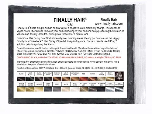 Hair Building Fibers 25 gram (ammonium chloride free) Refill Bag by Finally Hair. Compatible
