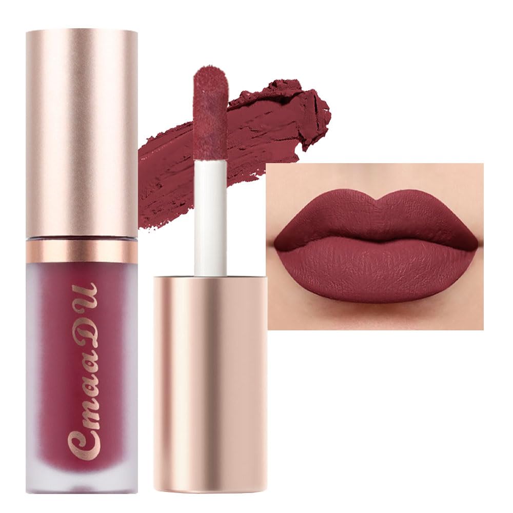 evpct 6Pcs Maroon Red Silky Velvet Matte Liquid Lipstick Lip Gloss Set for Women Long Lasting 24