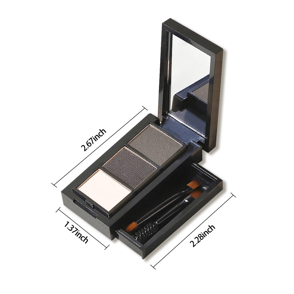 Taupe Grey Eye Brow Powder for Women, Matte Gray Black Eyebrow Powder Kit with Brush, Long-Lasting