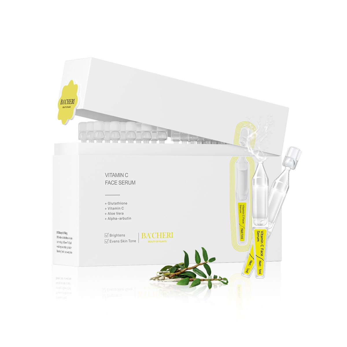 Vitamin C Face Serum with Glutathione, Hyaluronic Acid & Aloe Vera – Lightweight Brightening &