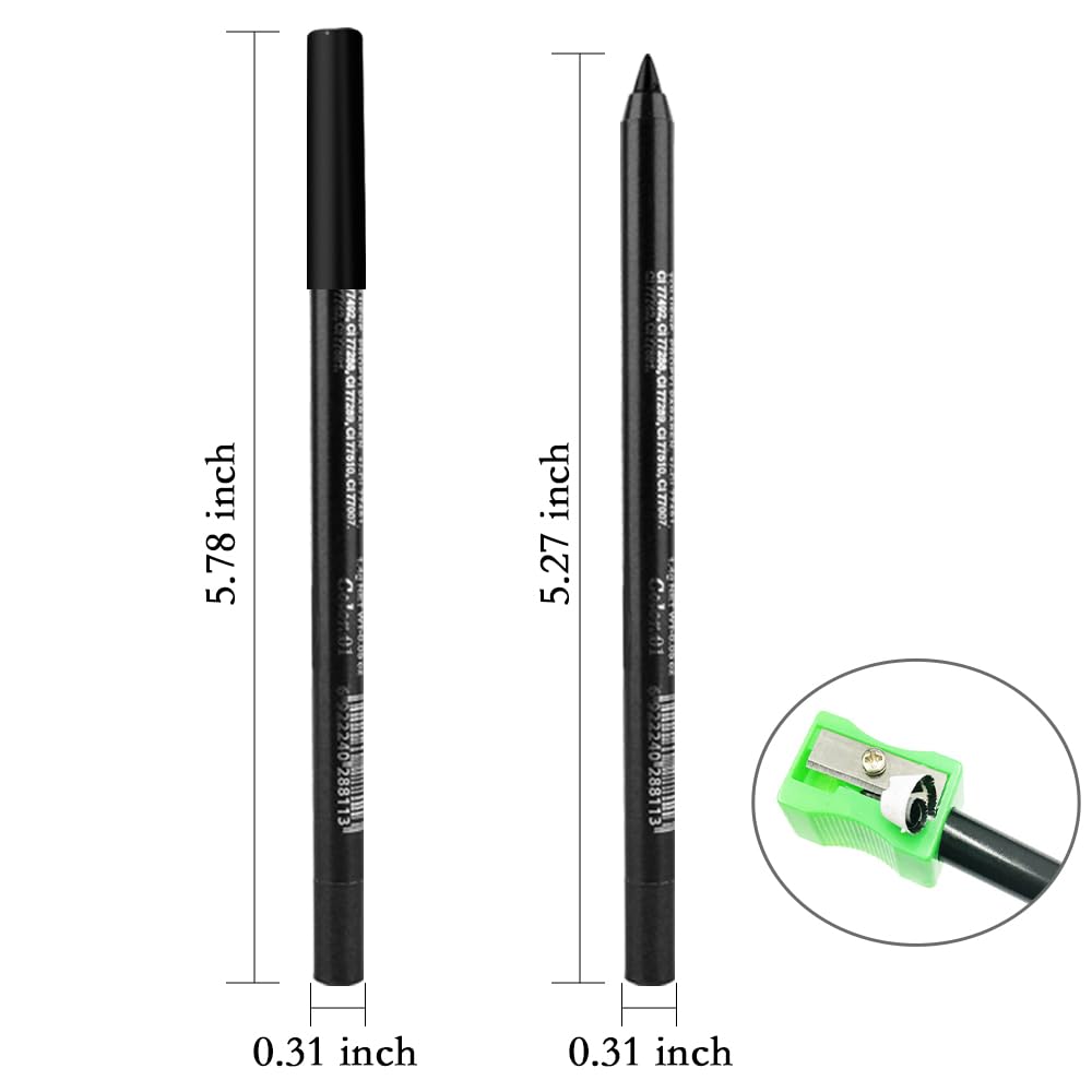 Kaely Gel Eyeliner Pencil for Women, Natural Black Eye Liner Waterproof Smudge Proof with